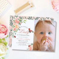 Little Lady Ladybug Roses Photo Girl 1st Birthday