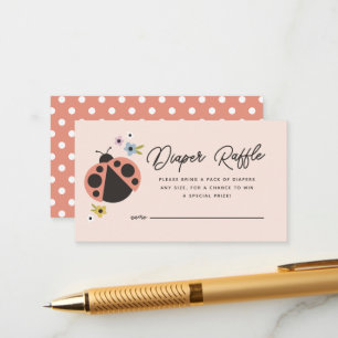 Little Lady Love Bug Boho Pink Green Diaper Raffle Enclosure Card