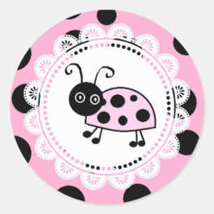 Little Lady Pink Ladybug Classic Round Sticker