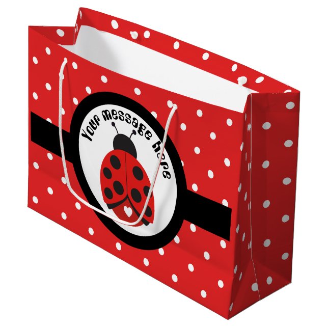 Little ladybug add message party bag (Front Angled)