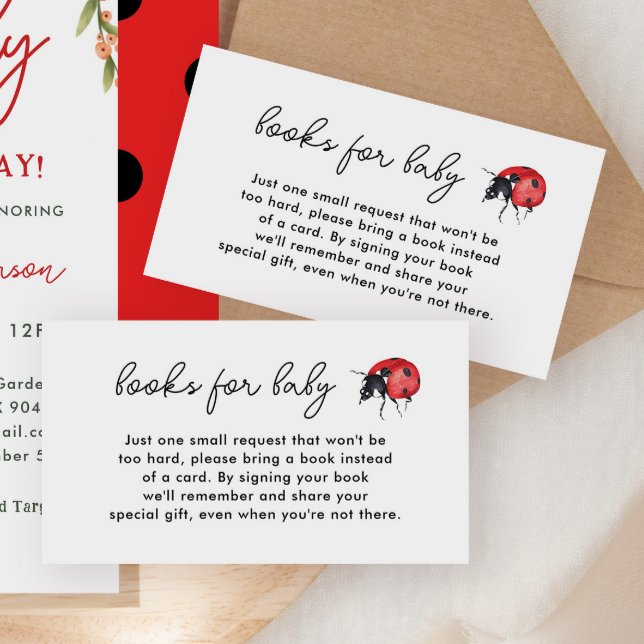 Little Ladybug Baby Shower Book Request Cards (Creator Uploaded)