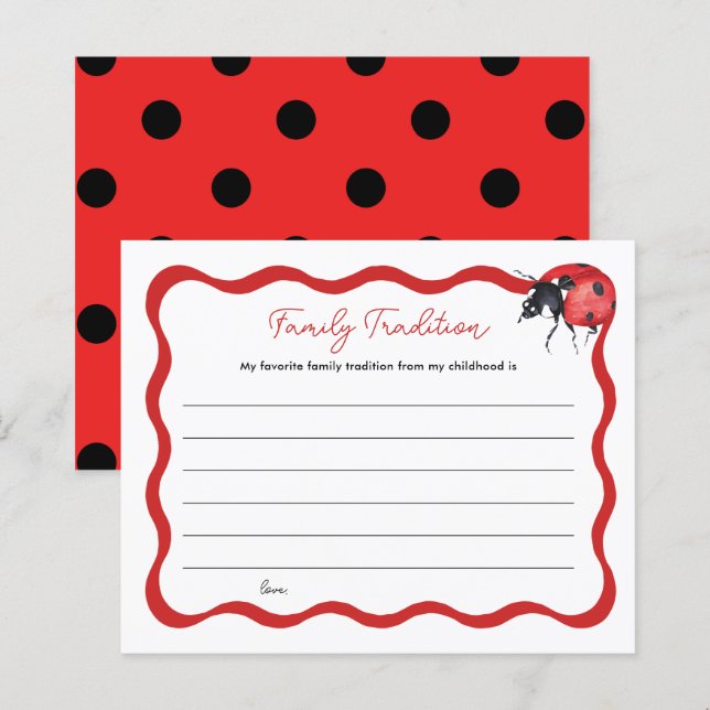 Little Ladybug Baby Shower Family Tradition Card (Front/Back)