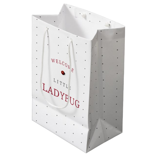 Little Ladybug Baby Shower  Medium Gift Bag (Front Angled)
