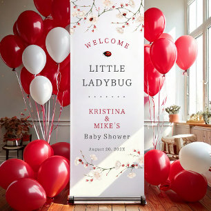 Little Ladybug Baby Shower Welcome Retractable Banner