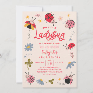 Little Ladybug Birthday Girl Wildflower Invitation