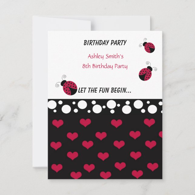 Little Ladybug Birthday Invitation (Front)
