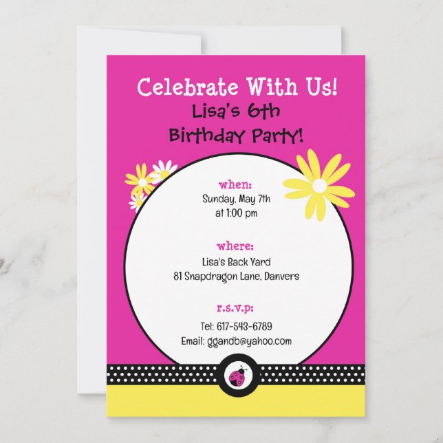 Little Ladybug Birthday Party Editable Invitation (Front)
