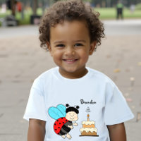 Little ladybug boy with cake