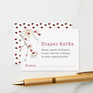 Little Ladybug Diaper Raffle Baby Shower  Enclosure Card
