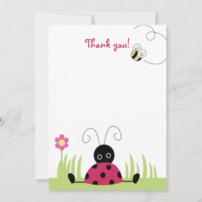 Little Ladybug Flat Thank you note cards (Front)