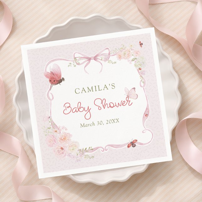 Little Ladybug Garden Girl Baby Shower Napkin (Creator Uploaded)