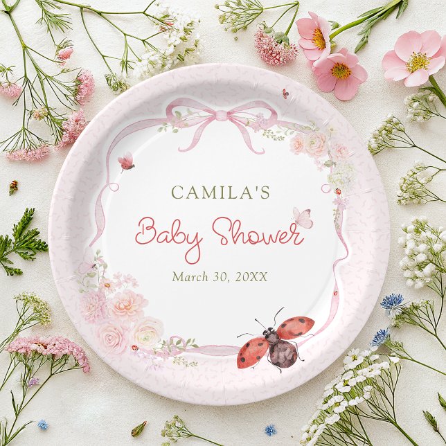 Little Ladybug Garden Girl Baby Shower Paper Plate (Creator Uploaded)