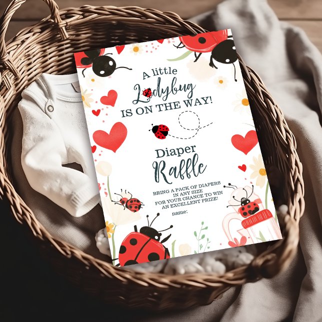 Little Ladybug Girl Baby Shower Diapper Raffle Enclosure Card (Creator Uploaded)