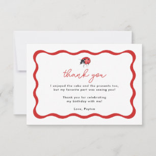 Little Ladybug Girl Birthday Party Thank You Card