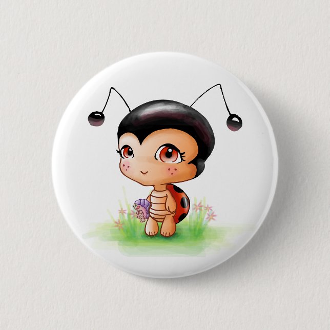 Little Ladybug Girl Button (Front)