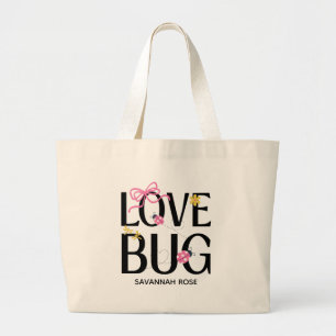 Little Ladybug Pink Girl Baby Shower Large Tote Bag