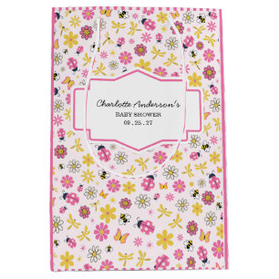 Little Ladybug Pink Girl Baby Shower  Medium Gift Bag