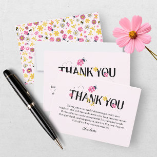 Little Ladybug Pink Girl Baby Shower  Thank You Card