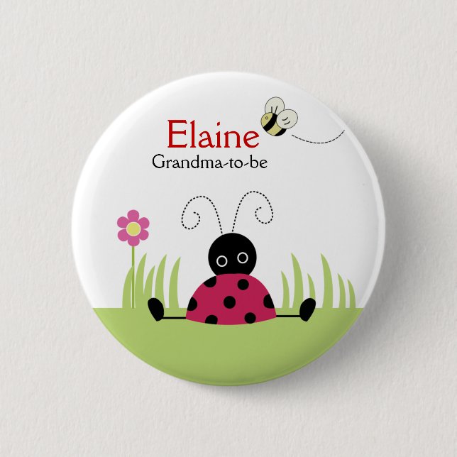 Little Ladybug Red NAME TAG Personalised Button (Front)