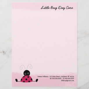 Little Ladybug Soft Pink Letterhead Template