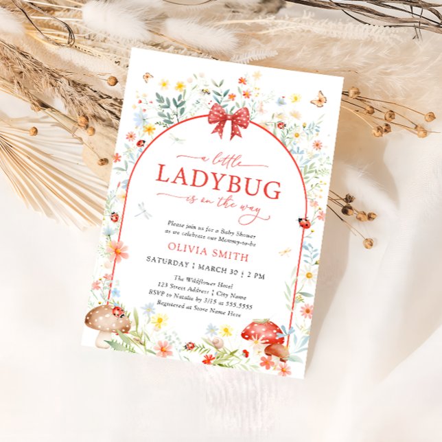 Little Ladybug Wildflower Garden Baby Shower Invitation (Creator Uploaded)