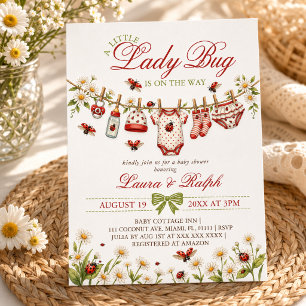 Little Ladybug Wildflower Girl Baby Shower Invitation