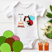 Little ladybug with cake