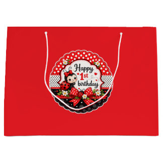 Little Ladybug's 1st Birthday Party Large Gift Bag