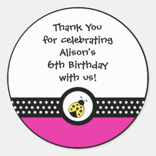 Little ladybugs birthday party sticker favours