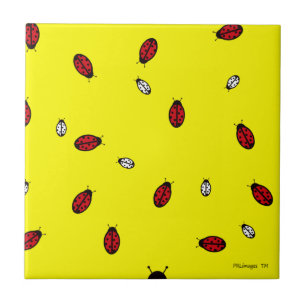 Little Ladybugs on Yellow Tile