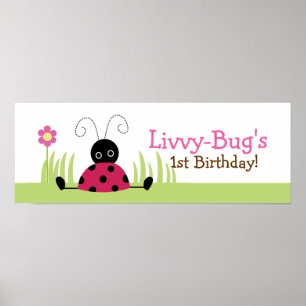 Little Ladybugs Personalised Birthday Banner Poster