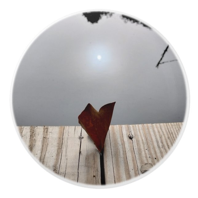 Little Lake Heart Love Leaf Ceramic Knob (Front)