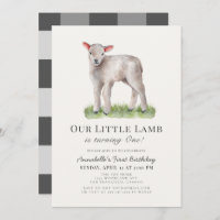 Little Lamb 1st Birthday Invitation