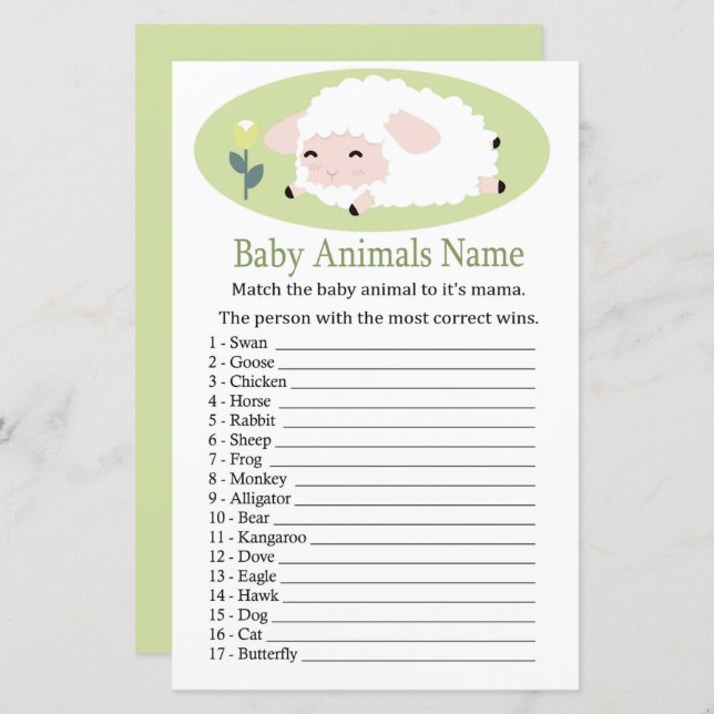 Little lamb Baby Animals Name Game (Front/Back)