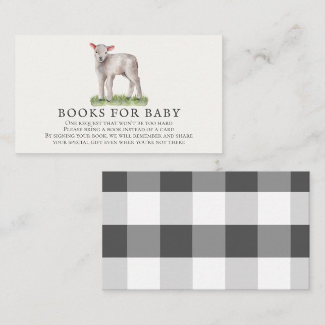 Little Lamb Baby Shower Book Request Enclosure Card (Front/Back)