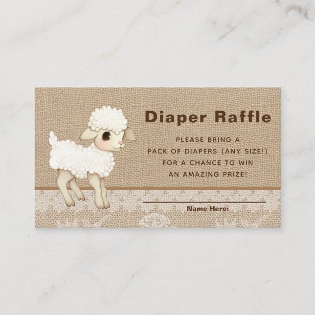 Little Lamb Baby Shower Diaper Raffle Enclosure  (Front)