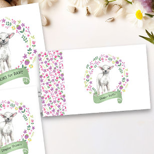 Little Lamb Baby Shower Diaper Raffle Floral Enclosure Card