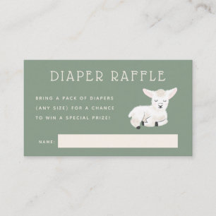 Little Lamb Baby Shower Diaper Raffle Ticket Enclosure Card