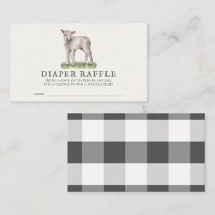 Little Lamb Baby Shower Diaper Raffle Ticket Enclosure Card