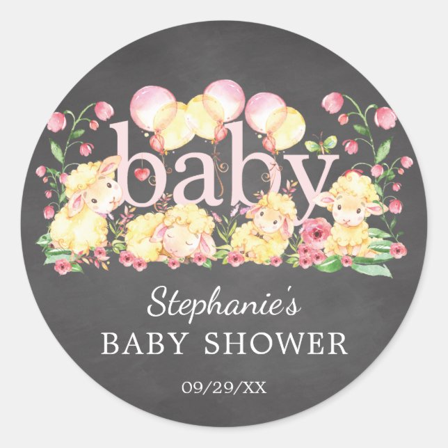 Little Lamb Baby Shower Favour Sticker (Front)