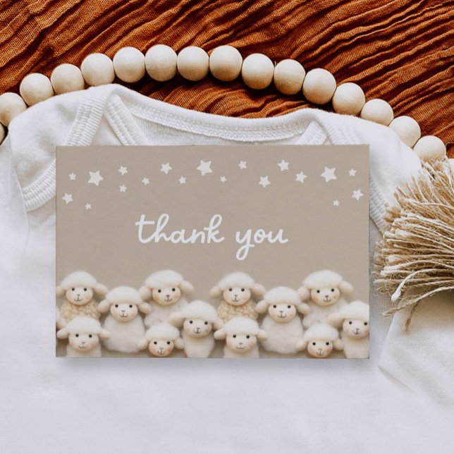 Little Lamb Baby Shower Flat Thank You Card (Little Lamb Baby Shower Thank you card)