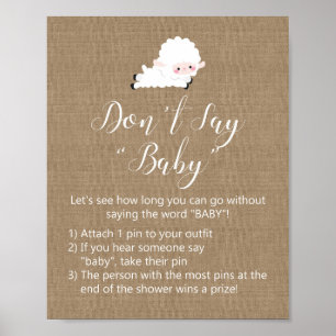 Little Lamb Baby Shower Game Sign