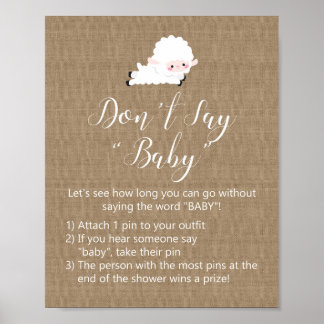 Little Lamb Baby Shower Game Sign