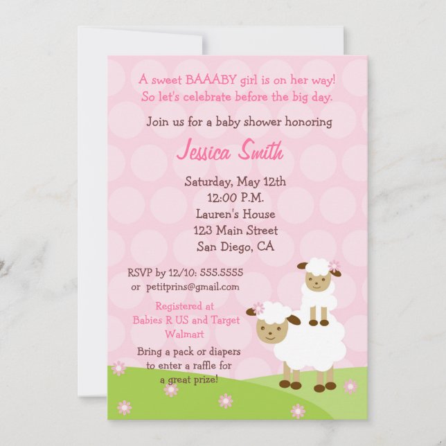 Little Lamb Baby Shower Invitation (Front)