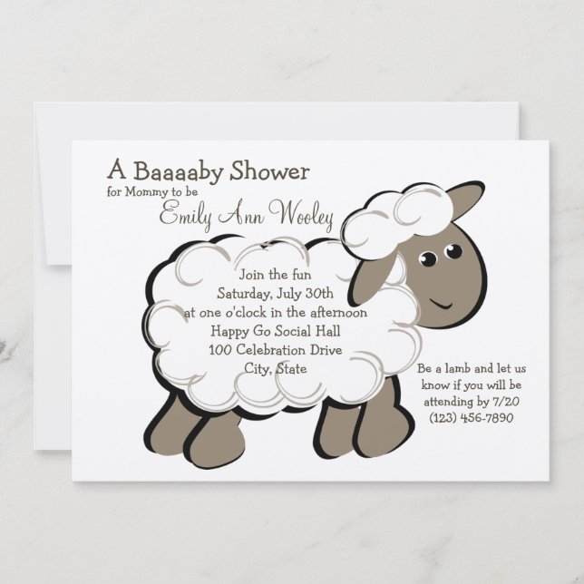 Little Lamb Baby Shower Invitation (Front)