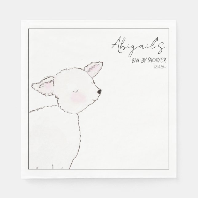 Little Lamb Baby Shower Napkin (Front)