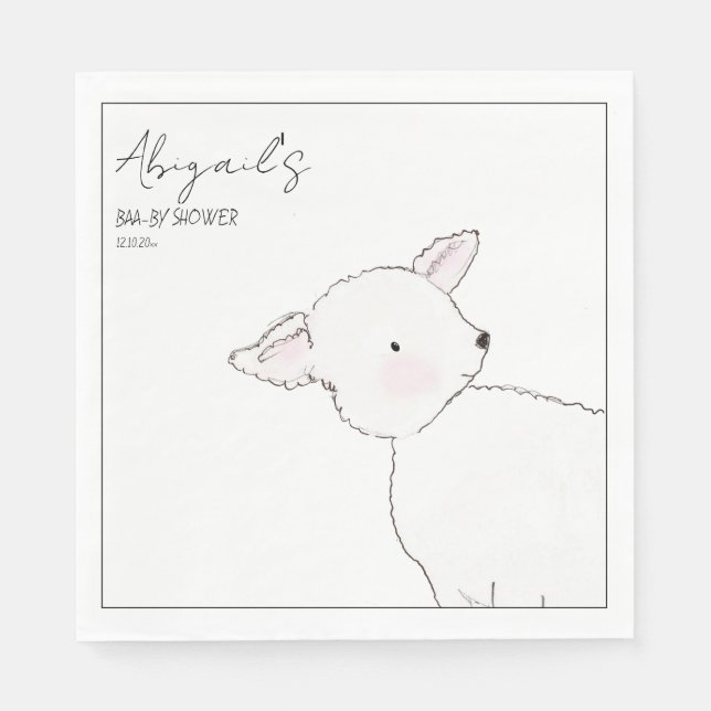 Little Lamb Baby Shower Napkin (Front)