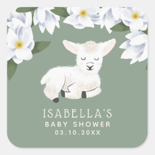 Little Lamb Baby Shower Square Sticker