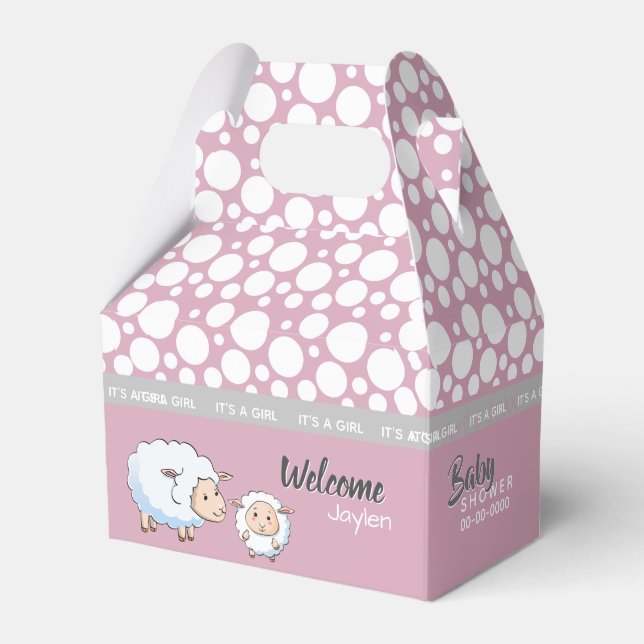 Little Lamb Baby Shower Supplies Favour Box (Front Side)