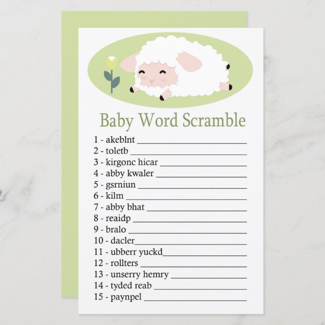 Little lamb Baby word scramble game (Front/Back)